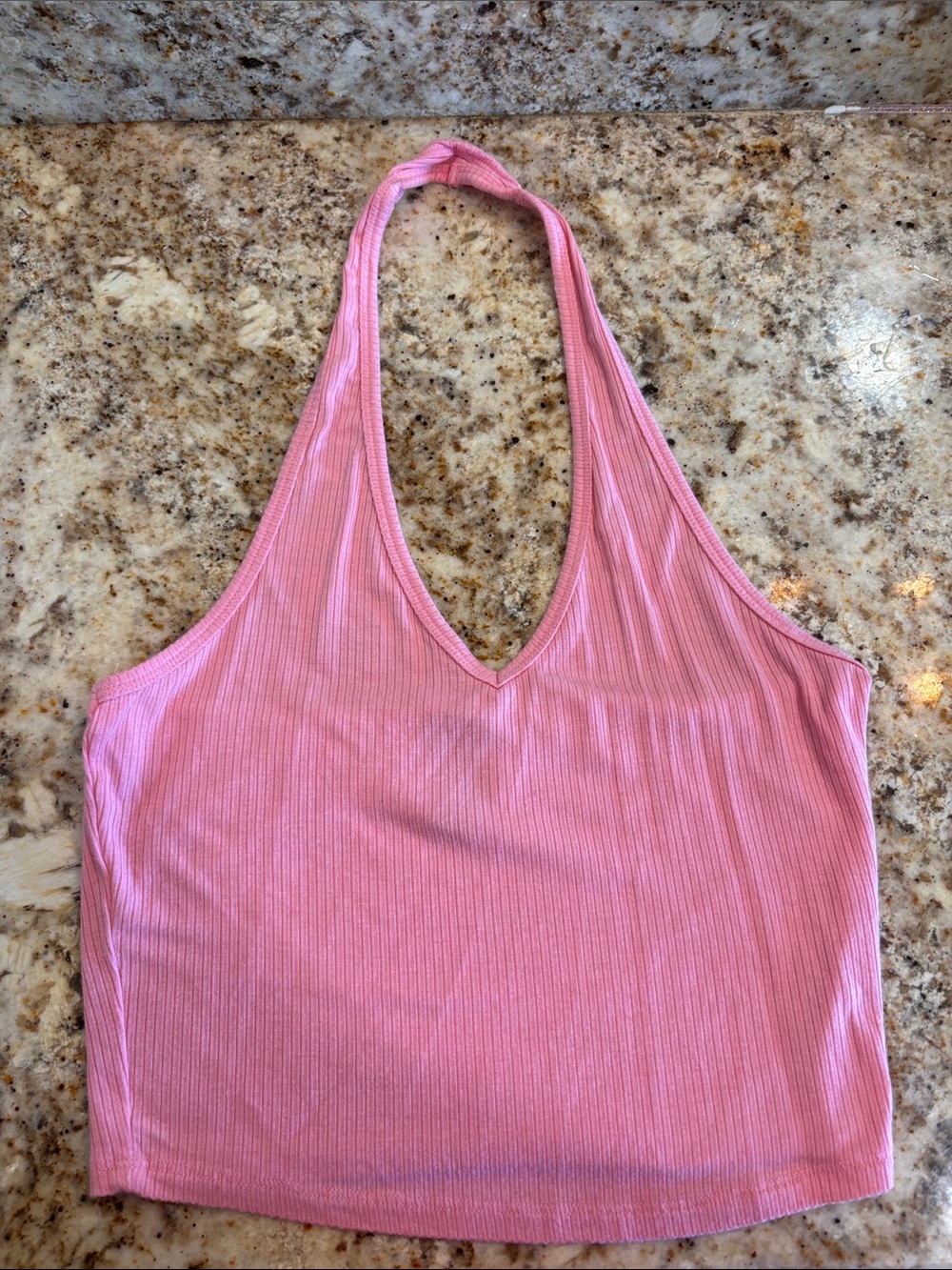 Tilly's Pink Ribbed Halter Crop Top